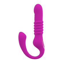 Lade das Bild in den Galerie-Viewer, Silikon Stoß-Vibrator mit Klopf-Impulsen + Klitoris-Arm - 40cm

