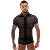 Herren Hemd M-XXL eng transparent mit Knopfleiste 