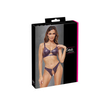 Lade das Bild in den Galerie-Viewer, BH-Set ouvert S - XL edler lila Wetlook &quot;Therry&quot;
