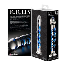 Lade das Bild in den Galerie-Viewer, Icicles No. 5 Glas-Dildo mundgeblasen mit Reizspirale - 18,5 cm
