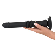 Lade das Bild in den Galerie-Viewer, Vibrator mit Stoßfunktion und Saugfuss, schwarz 28,5cm
