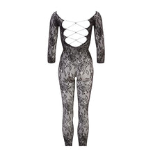 Lade das Bild in den Galerie-Viewer, Langarm Catsuit ouvert S-L schwarz &quot;Florence&quot;
